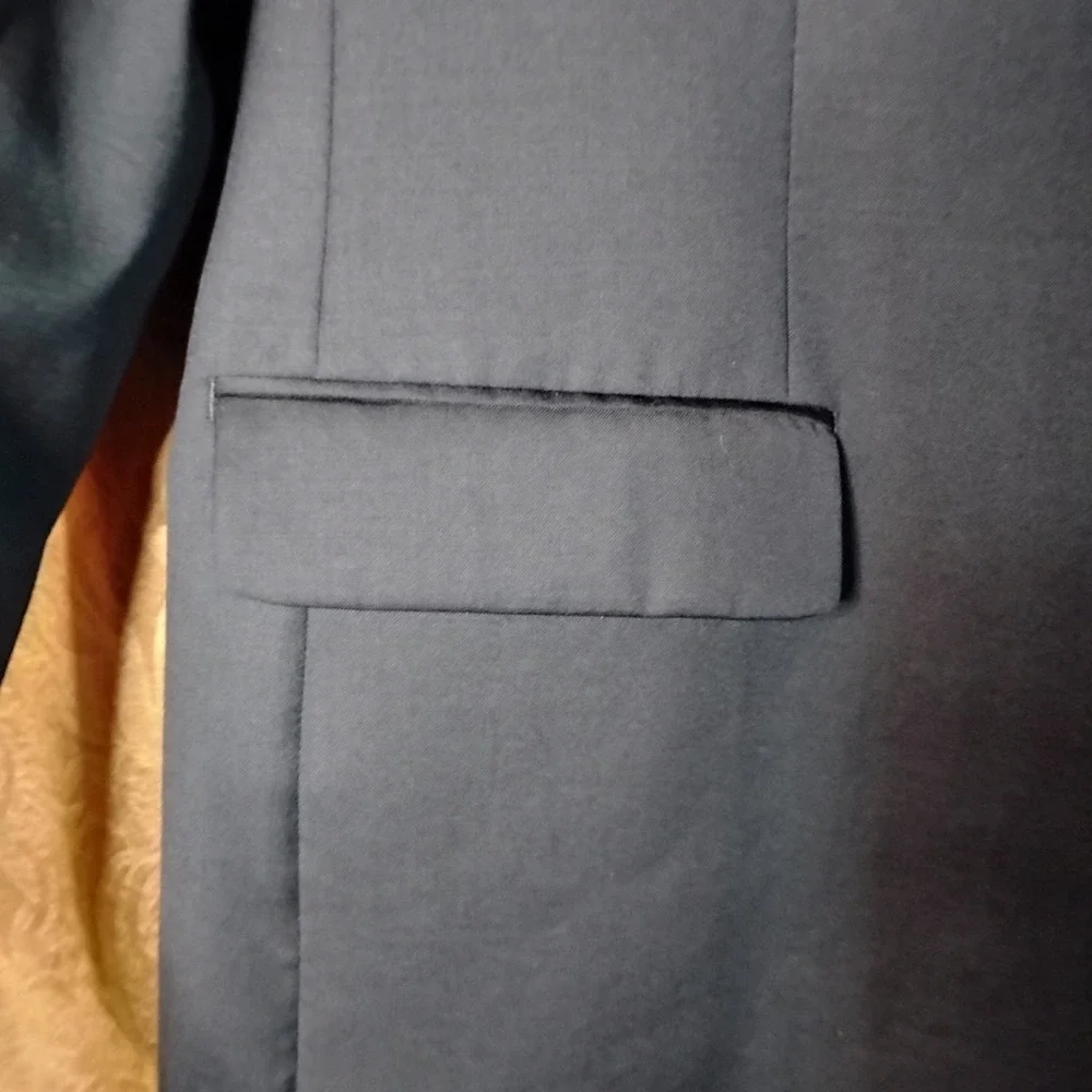 Chaps Blazer Jacket Mens 46R Navy Blue Gold Button Sport Coat Wool‎ -9
